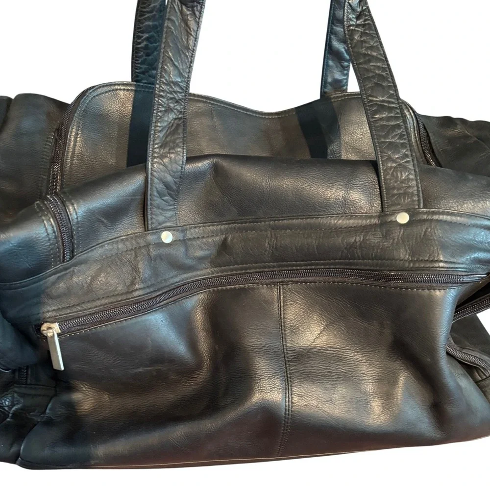 Genuine Leather Duffel Bag Black Travel Weekender Made in Colombia S.A. Carry On